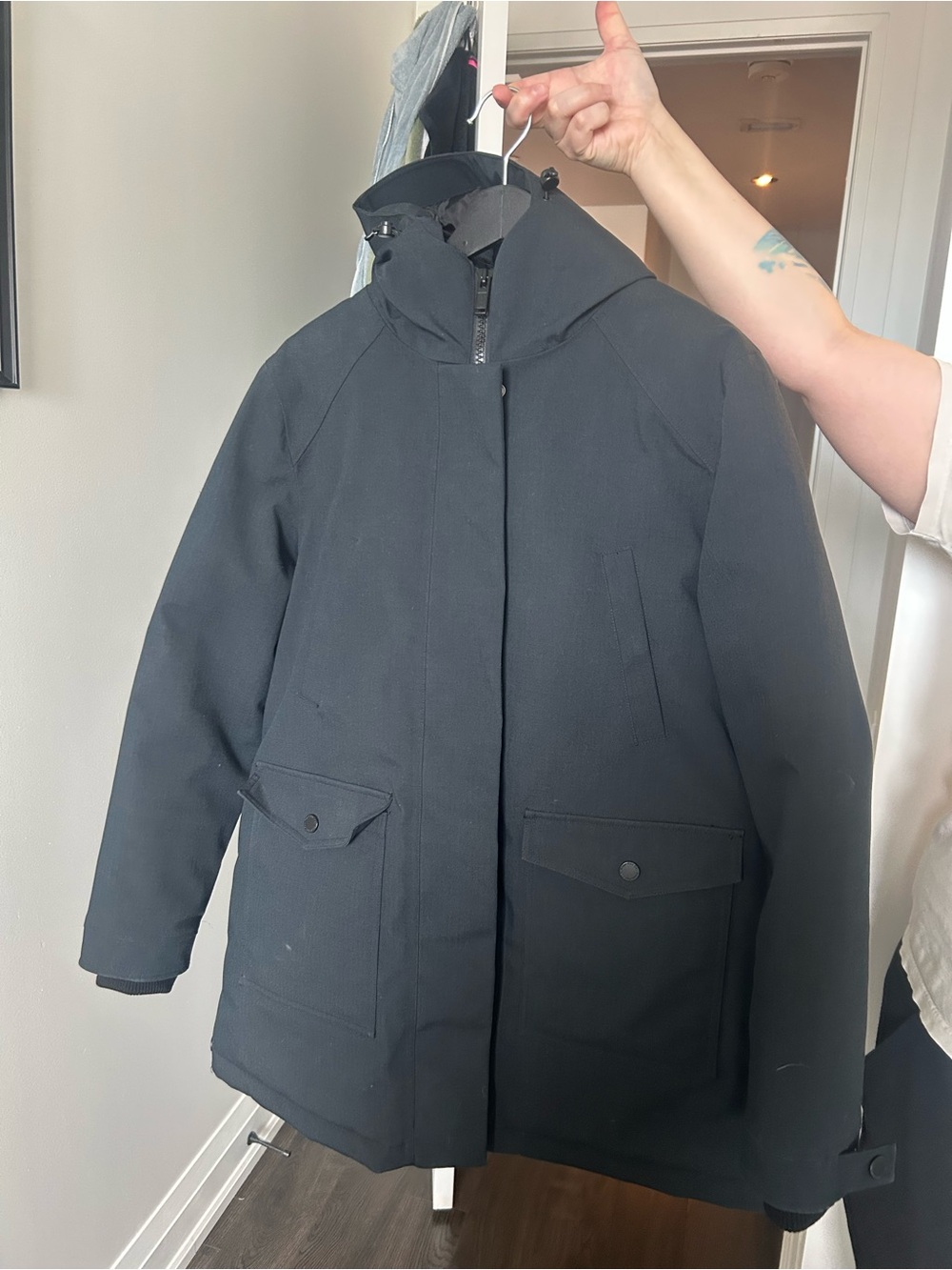 Frank & Oak Black Hooded Ski Jacket
